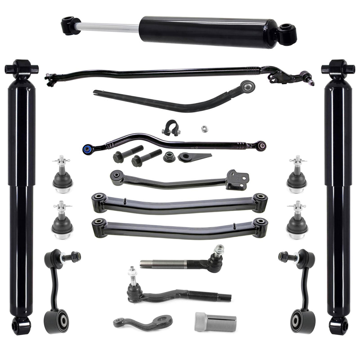 Shocks Steering Damper Track Bar Arms Ball Joints Tie Rods For Wrangler 2018-24 - Photo 1