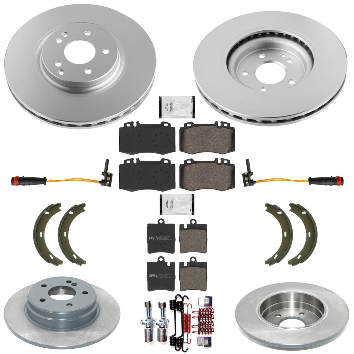 F&R Coated Disc Brake Rotors Brake Pads Mercedes Benz C230 Sport Package 04-07 - Photo 1