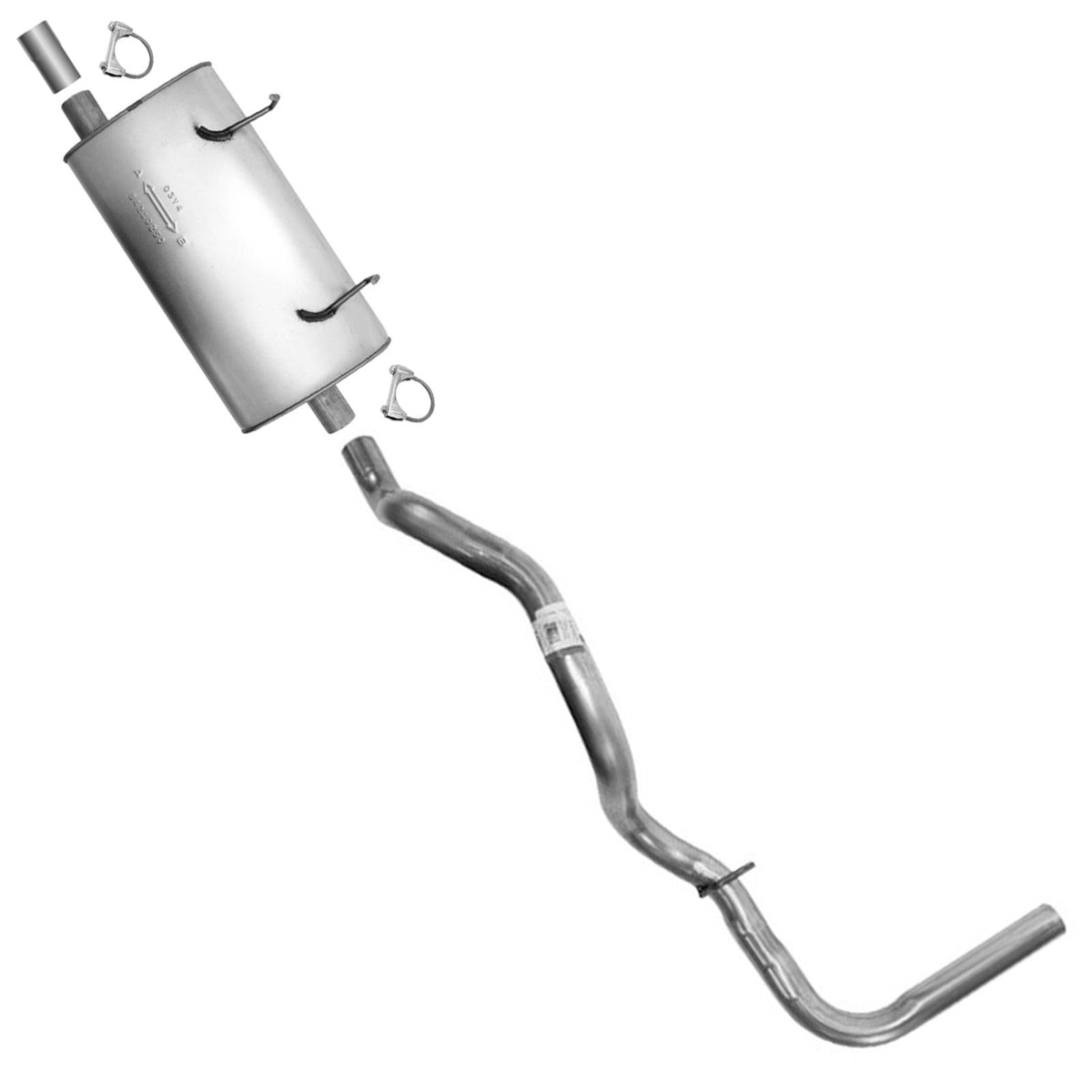 Weld on Muffler and Tail Pipe for Ford Ranger 1998 1999 2000 2001 2008 2011 - Photo 1