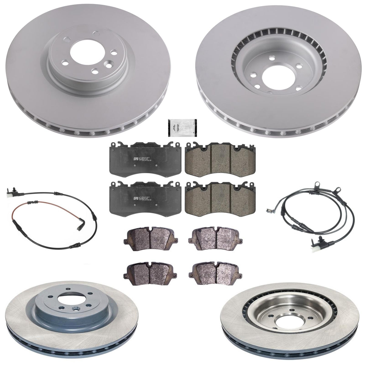 F&R Coated Disc Brake Rotors Brake Pad for Land Rover Range Rover Brem Bo 14-17 - Photo 1