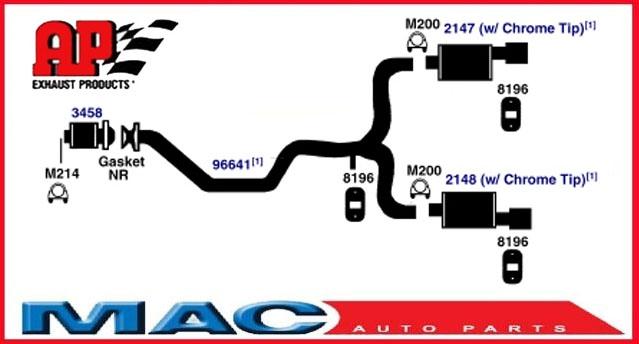 Sistema de tubo de escape silenciador Lincoln Mark VIII 1995-1998