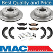 for 04-06 Ford E150 Van (2) 100% New Rear Brake Disc Rotors & Pads Parking Shoes