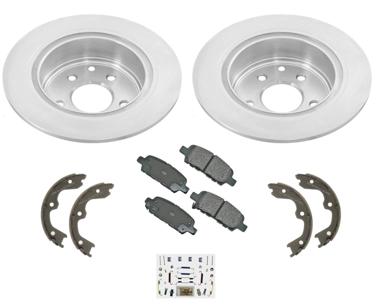 Rear Brake Rotors Pads Parking Brake Shoes & Hardware Fits 07-14 Nissan Altima