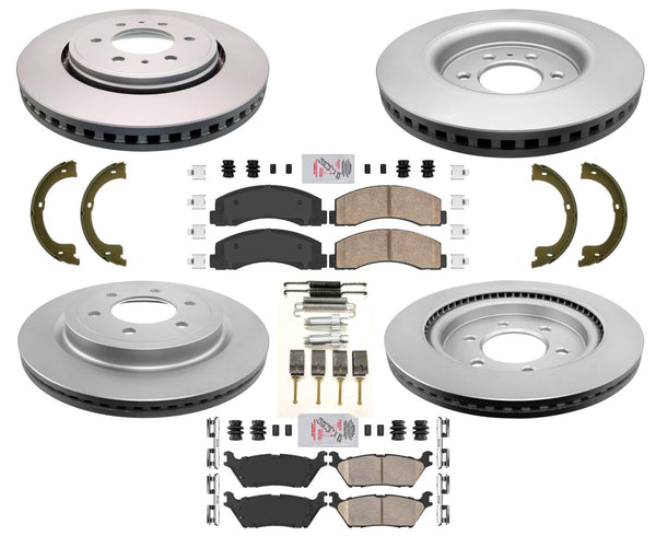 Fits 2018-2021 Ford Expedition Front & Rear Coated Brake Rotors Brake Pads 8pc